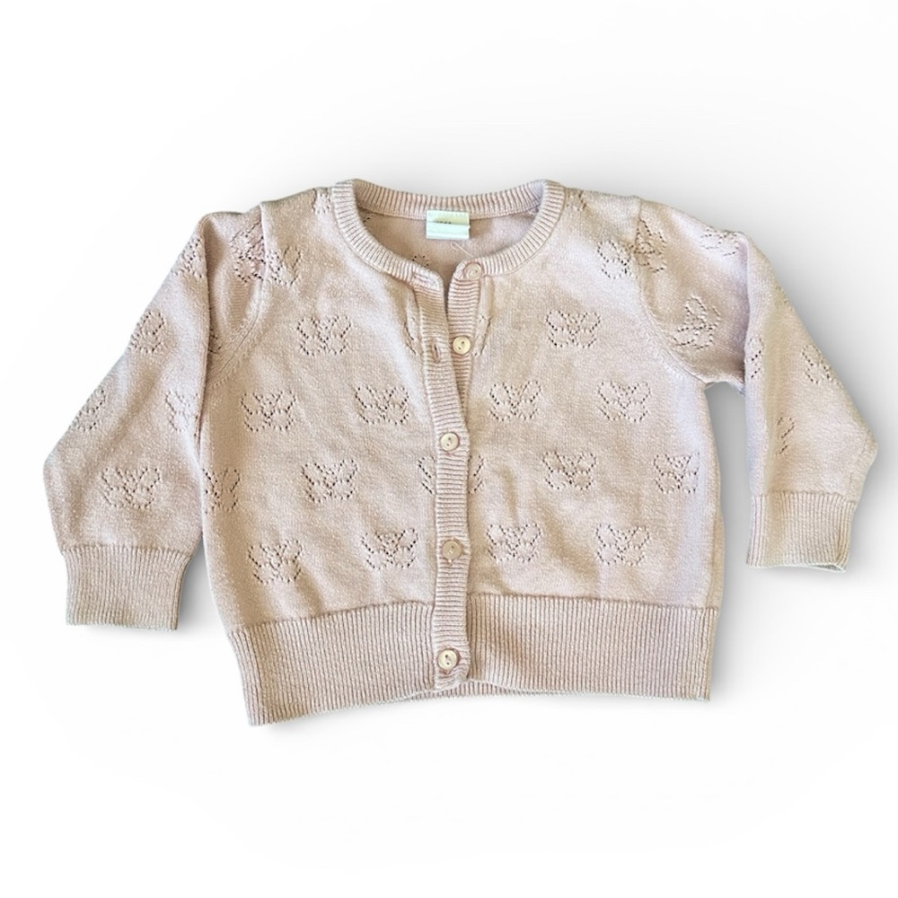 H&M Pink Knit Cardigan 4-6 months Spring Butterflies